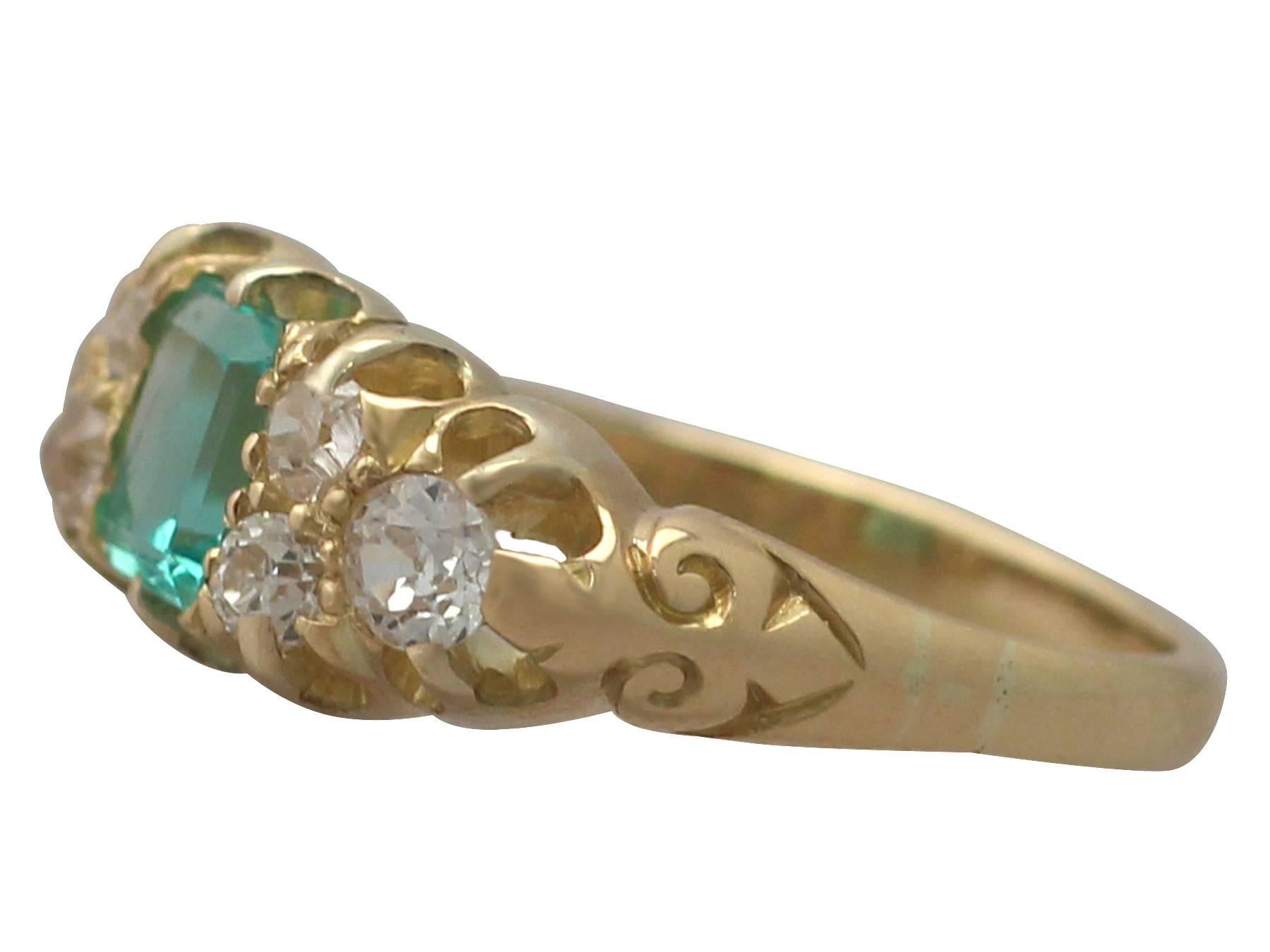 Women's 1910s Emerald and Diamond Yellow Gold Cocktail Ring