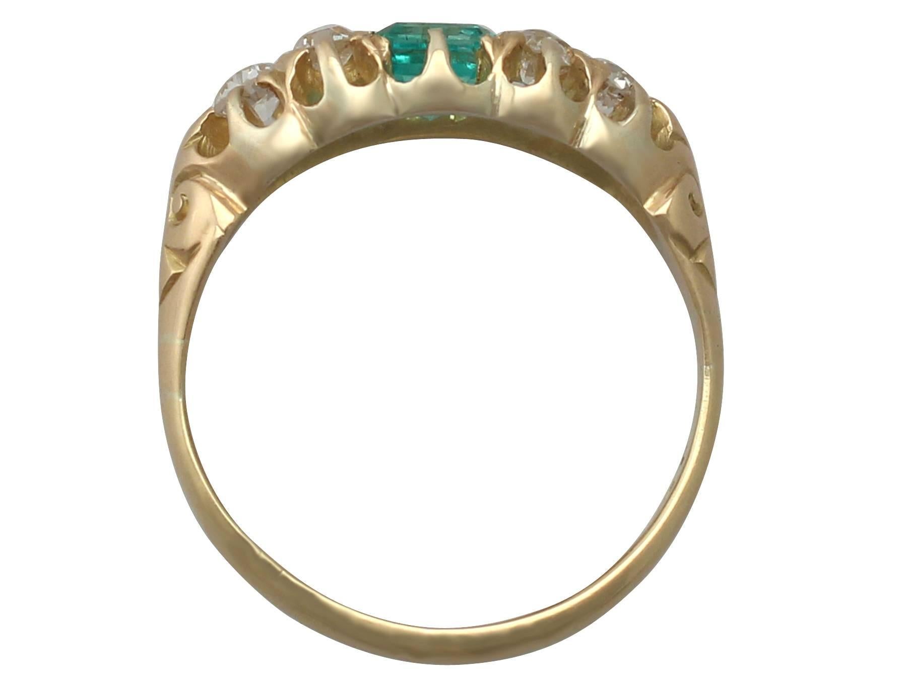 1910s Emerald and Diamond Yellow Gold Cocktail Ring 1