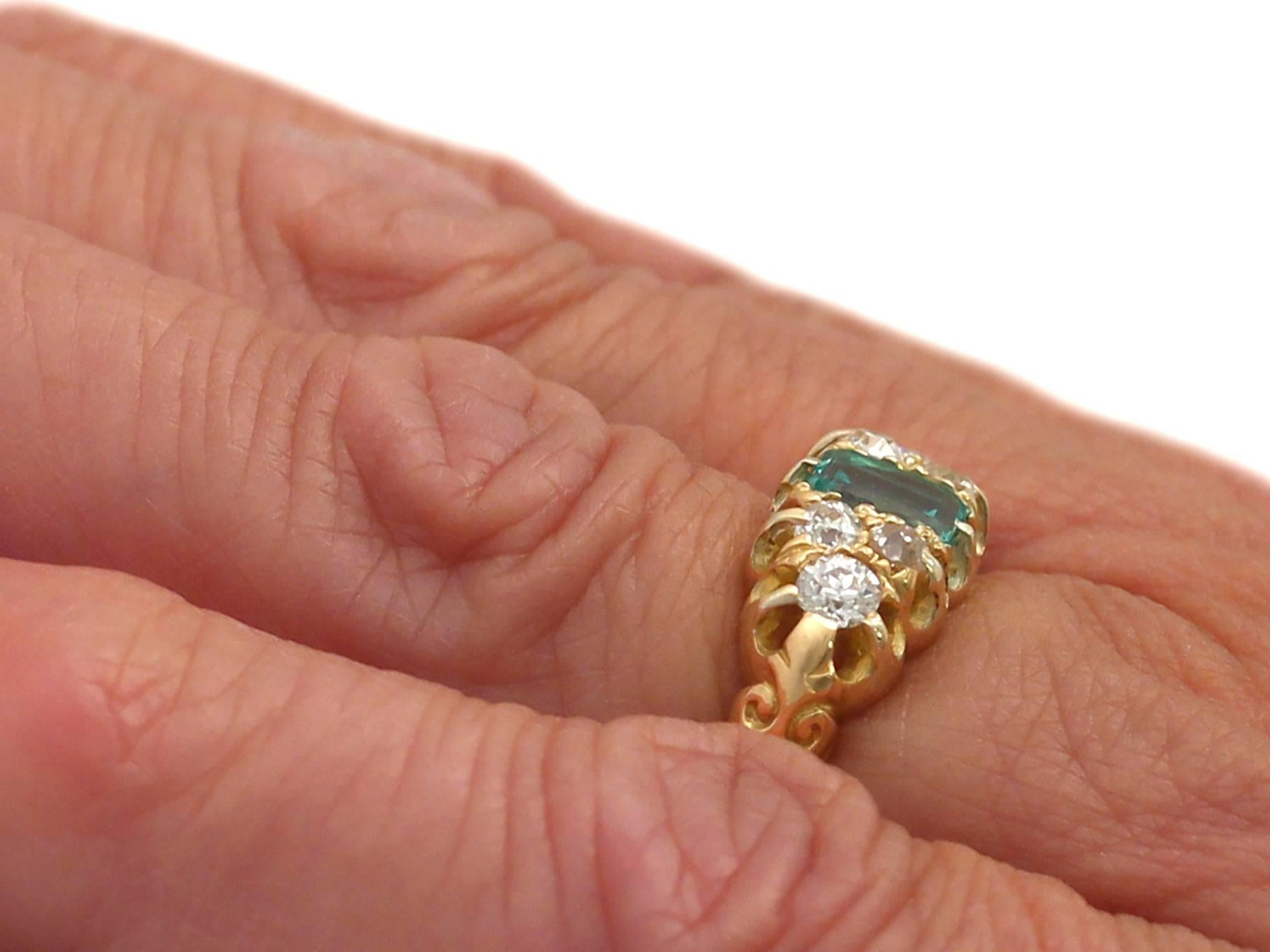 1910s Emerald and Diamond Yellow Gold Cocktail Ring 4