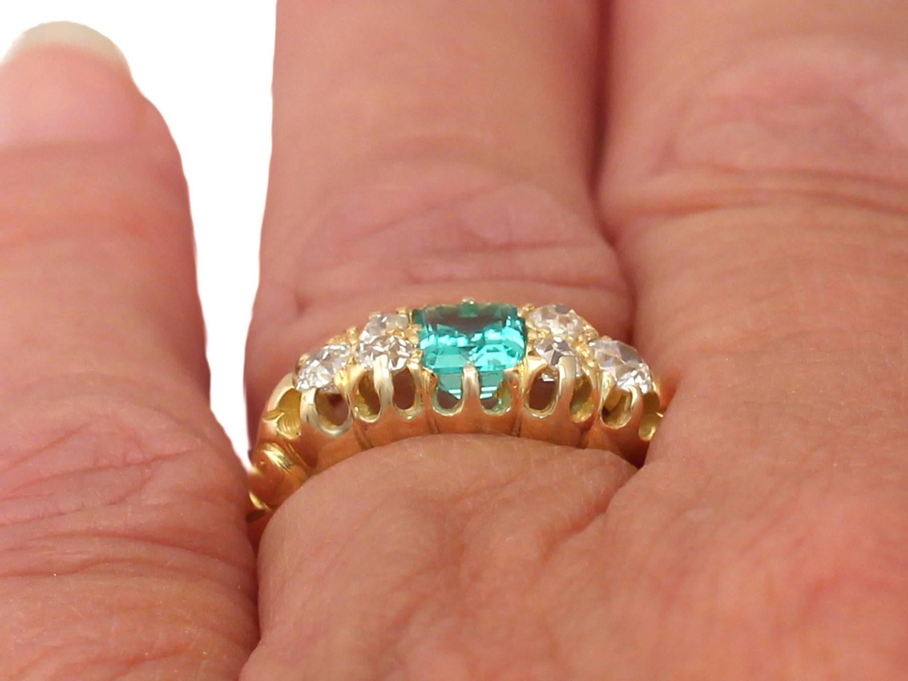 1910s Emerald and Diamond Yellow Gold Cocktail Ring 5
