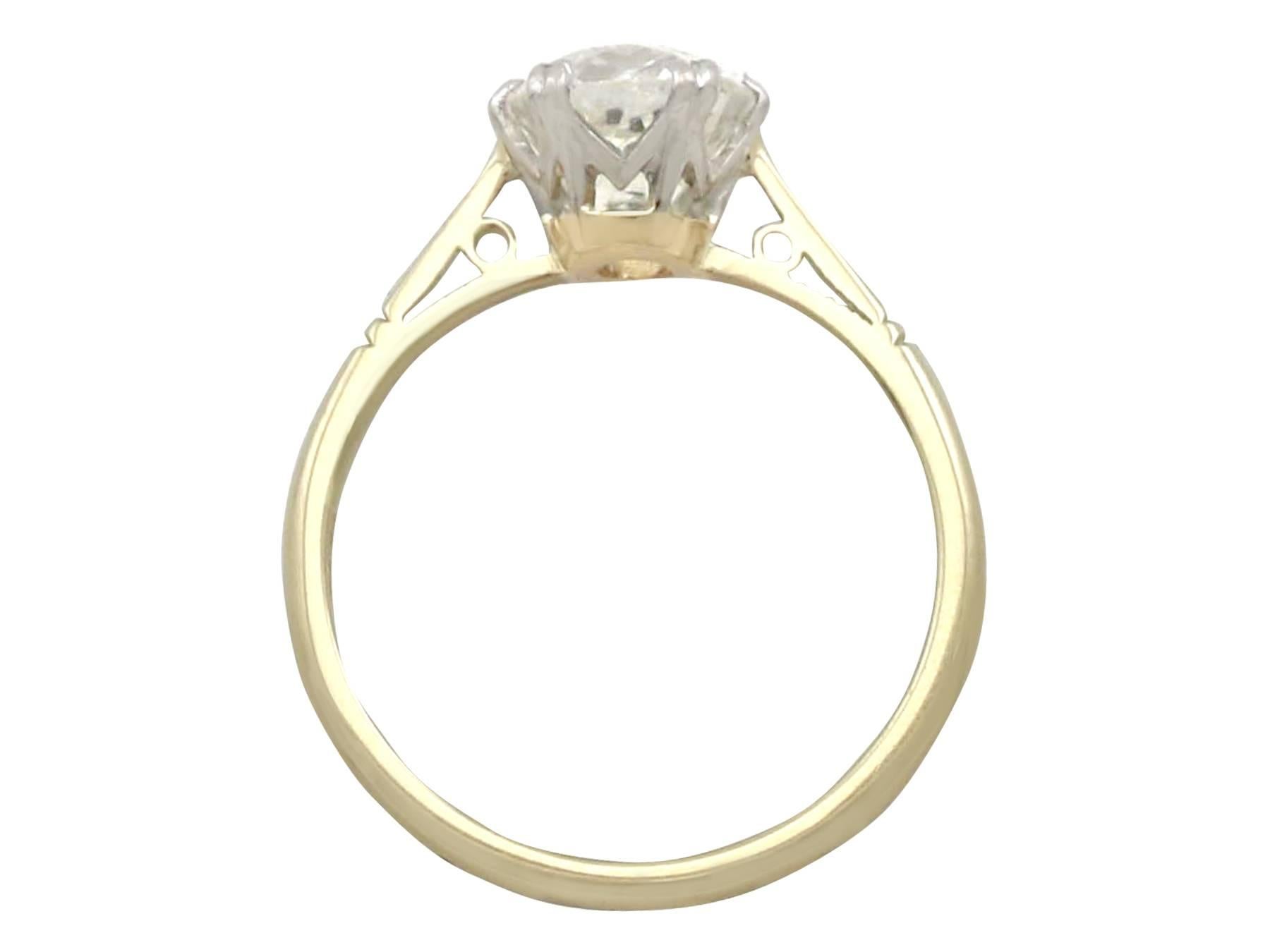 Women's 1920s 2.08 Carat Diamond Yellow Gold Solitaire Engagement Ring