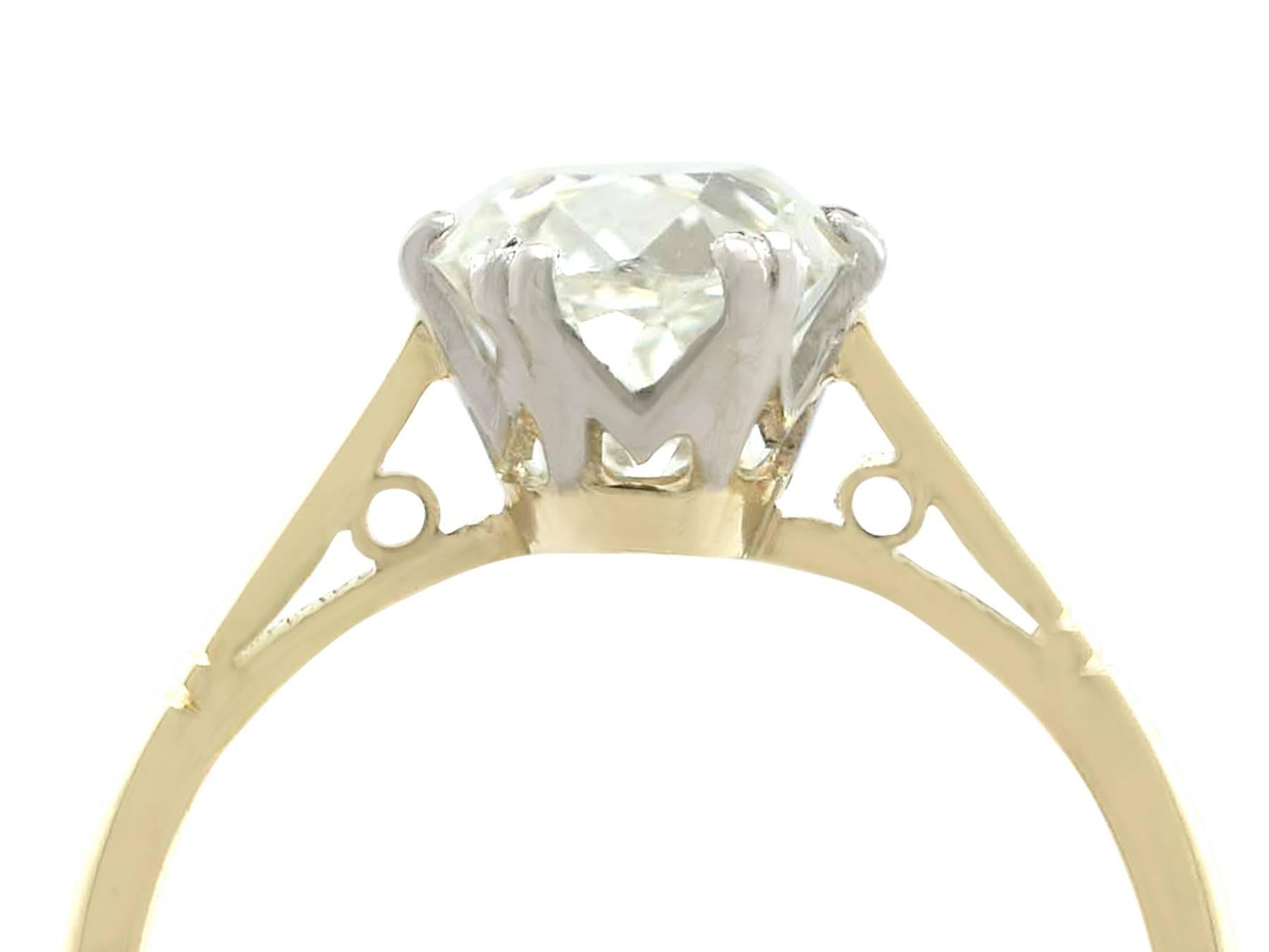 A stunning, fine and impressive 2.08 carat diamond and 18 karat yellow gold, 18 karat white gold set solitaire ring; part of our diverse engagement ring collections

This stunning, fine and impressive antique 1920's engagement ring has been crafted