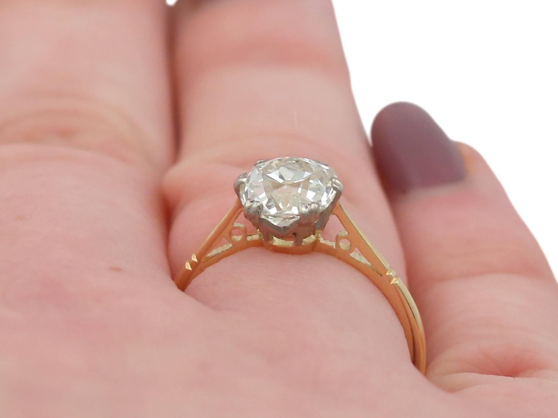 1920s 2.08 Carat Diamond Yellow Gold Solitaire Engagement Ring 3