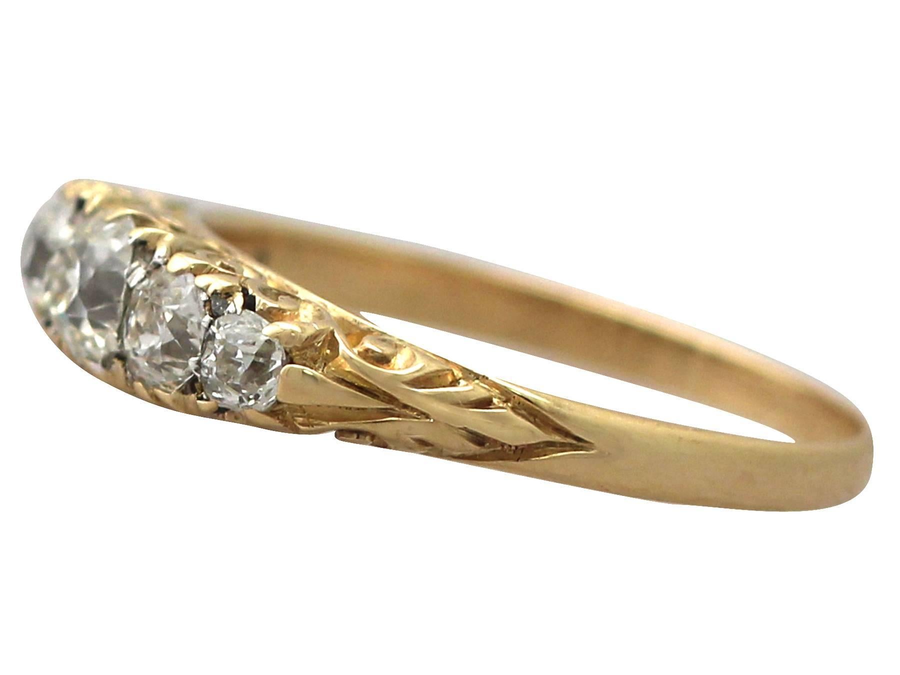Women's  Antique 1900s 0.72 Carat Diamond, 18k Yellow Gold, Five Stone Ring