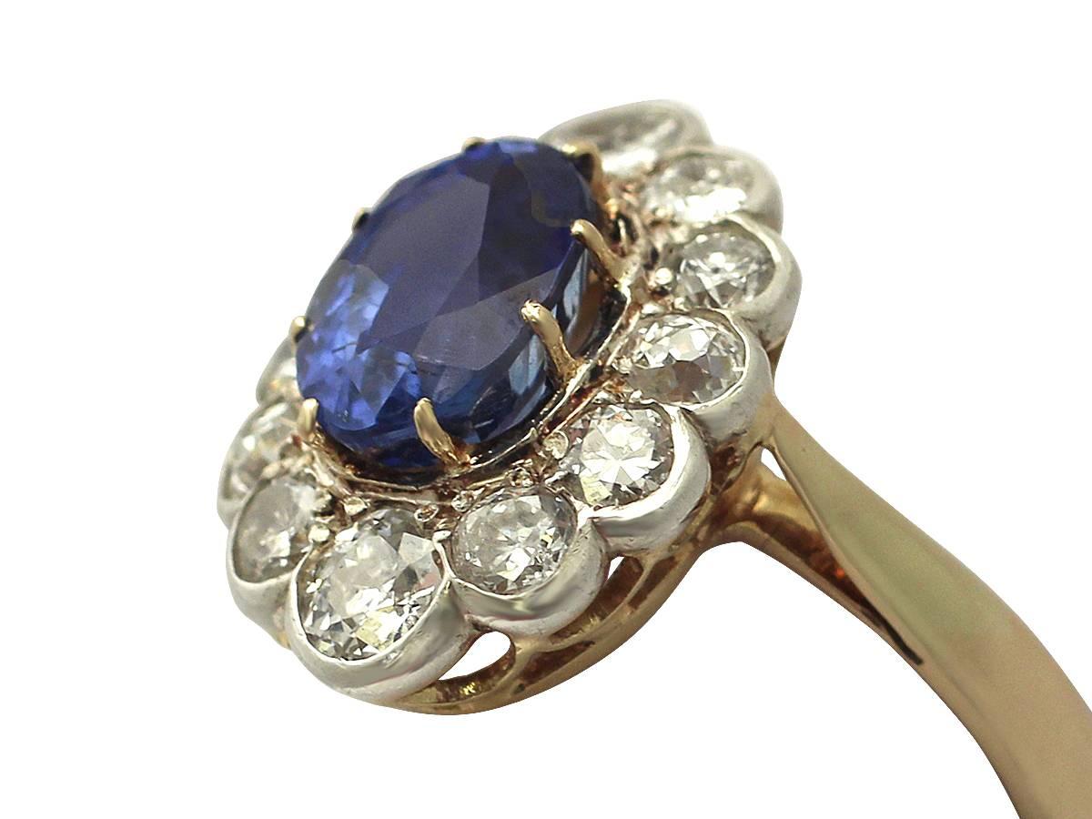 1920s 3.76 Carat Sapphire and 1.50 Carat Diamond Yellow Gold Cocktail Ring In Excellent Condition In Jesmond, Newcastle Upon Tyne