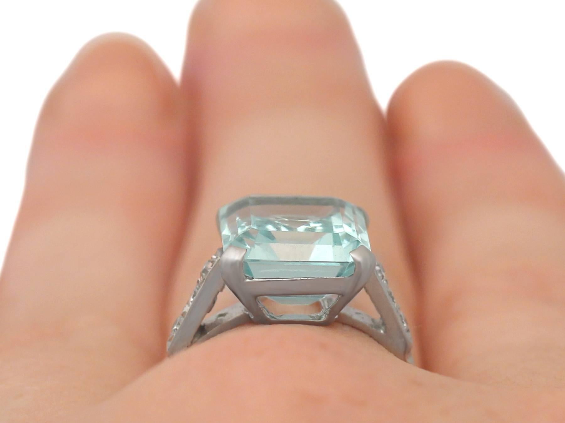 1950s 4.98 Carat Aquamarine and Diamond White Gold Cocktail Ring 2