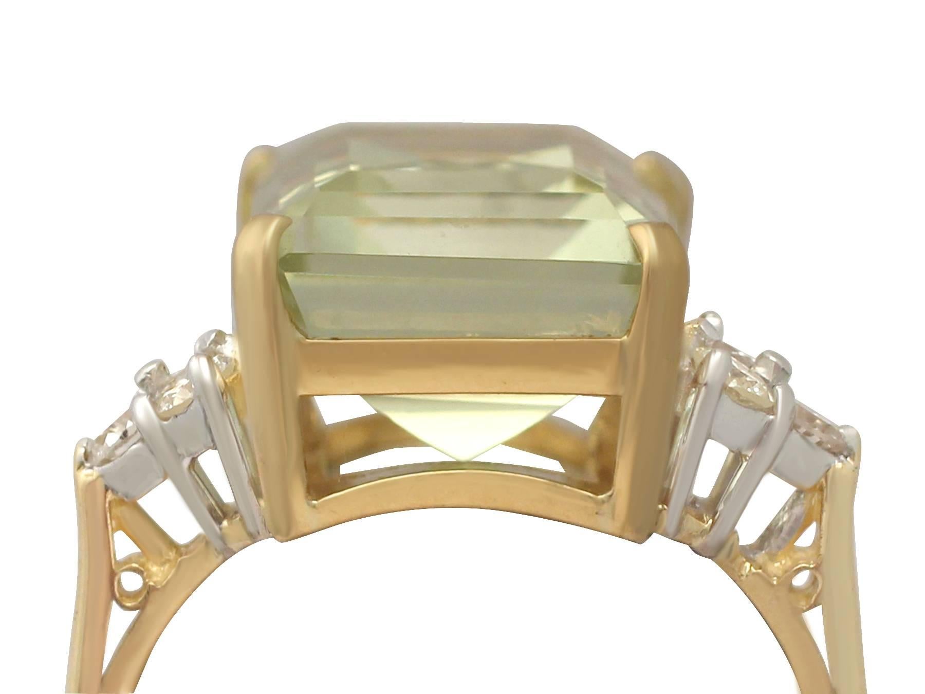 A fine and impressive vintage 7.84 carat citrine and 0.32 carat diamond, 18 karat yellow gold and 18 karat white gold set cocktail ring; part of our diverse gemstone jewellery and estate jewelry collections

This fine and impressive citrine and