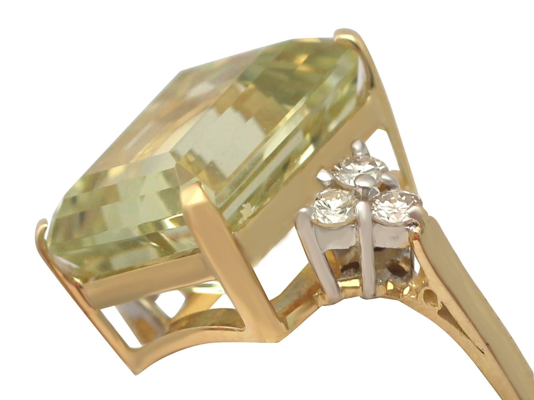 7.84 Carat Citrine and Diamond Yellow Gold Cocktail Ring In Excellent Condition In Jesmond, Newcastle Upon Tyne
