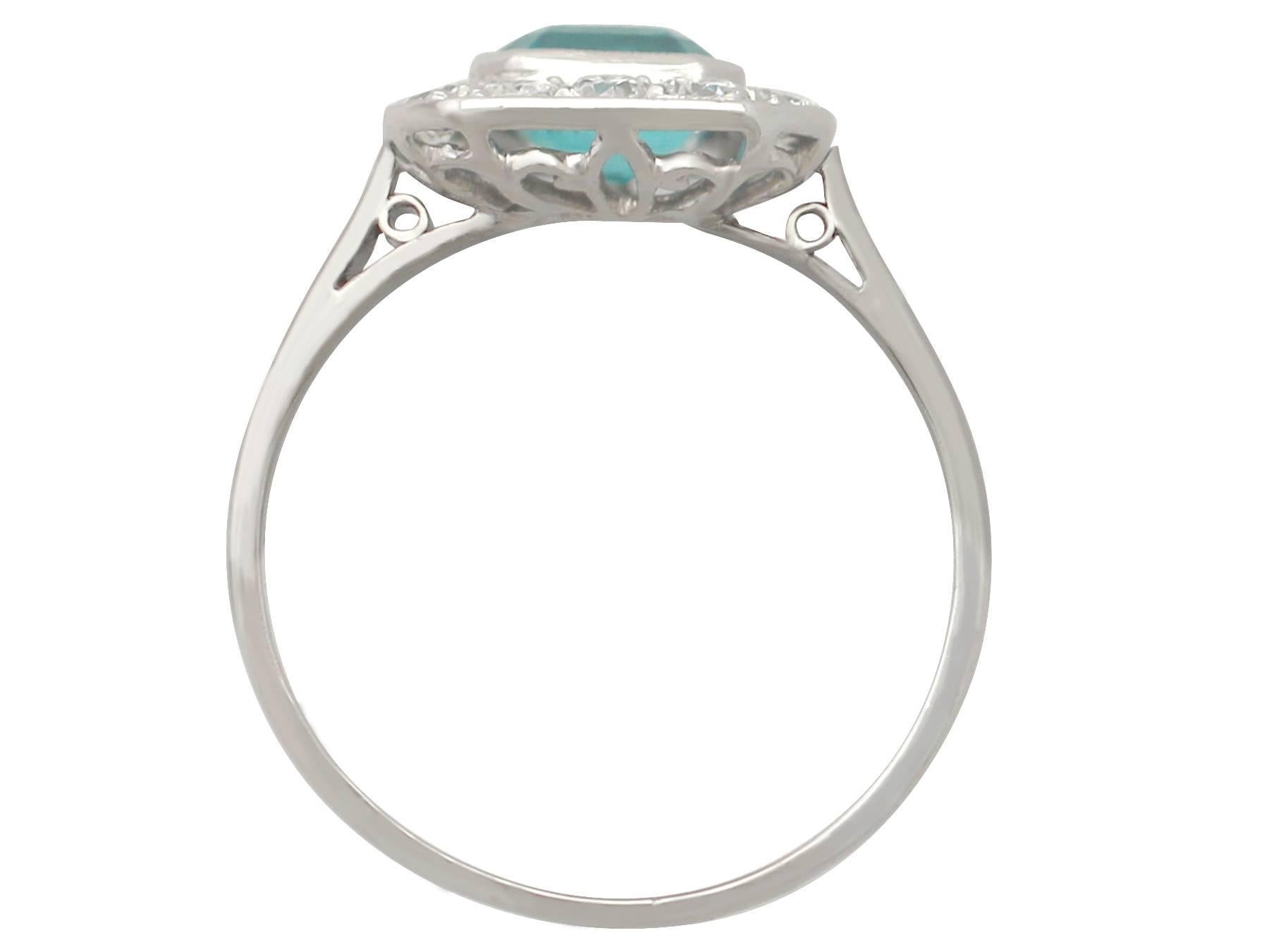 Women's 1940s 0.90 Carat Emerald and 0.42 Carat Diamond, Platinum Cluster Ring