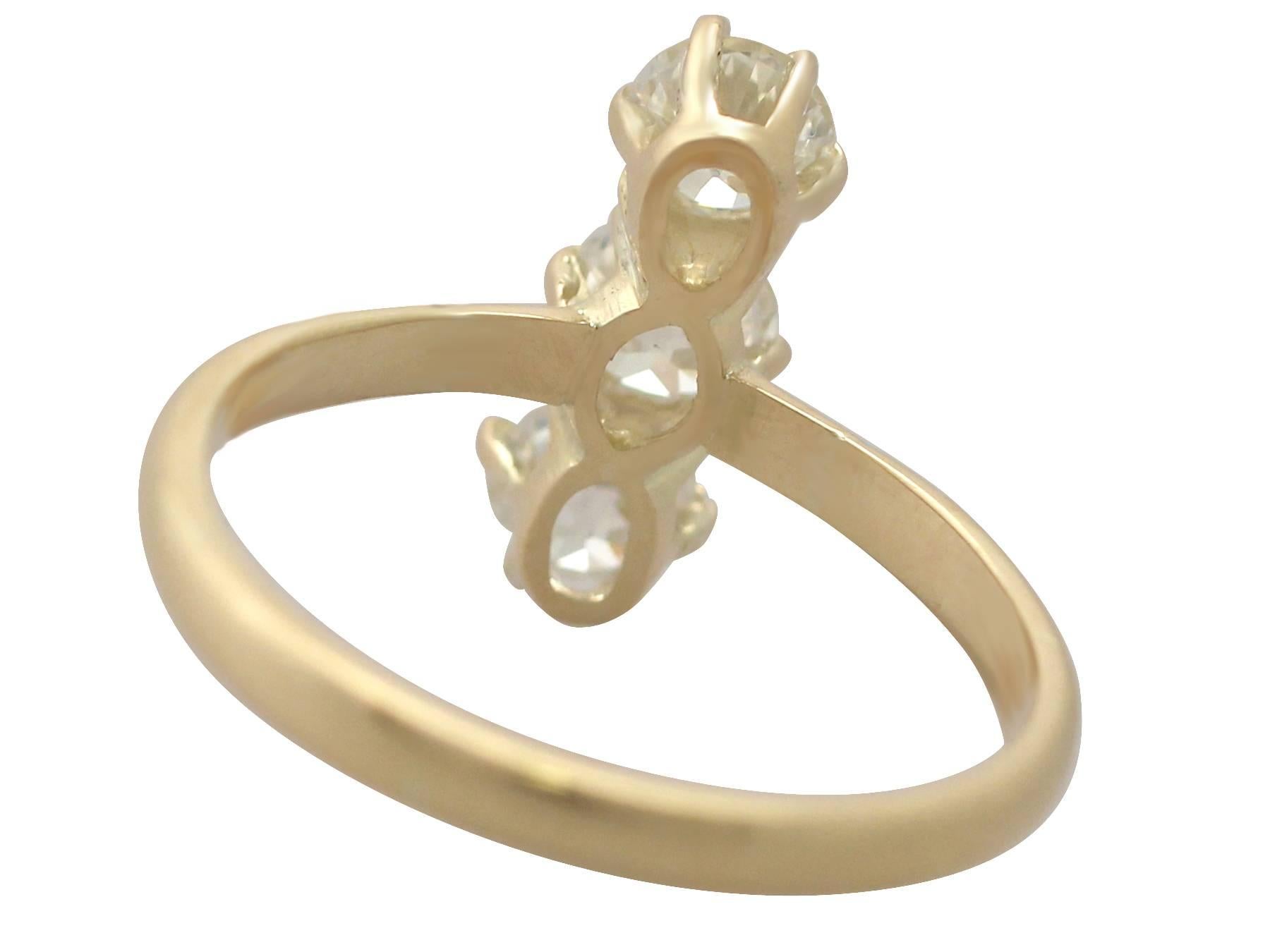 Women's 1.26 Carat Diamond and Yellow Gold Trilogy Ring
