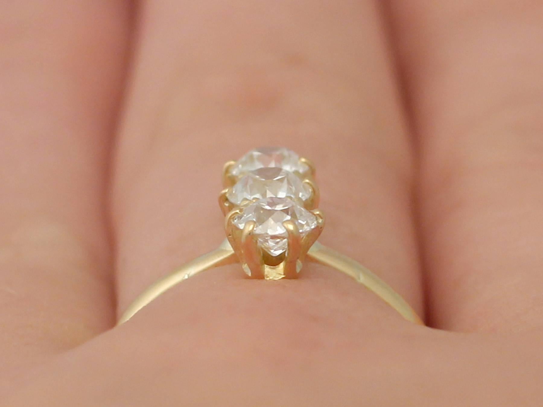 1.26 Carat Diamond and Yellow Gold Trilogy Ring 4