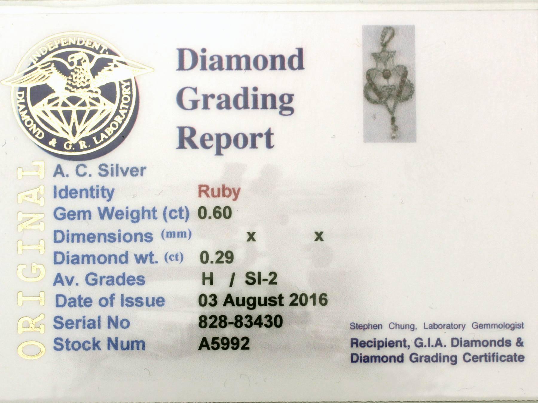 Victorian 0.60 Carat Ruby, 0.29 Carat Diamond, Pearl and 14 Karat Gold Pendant 2