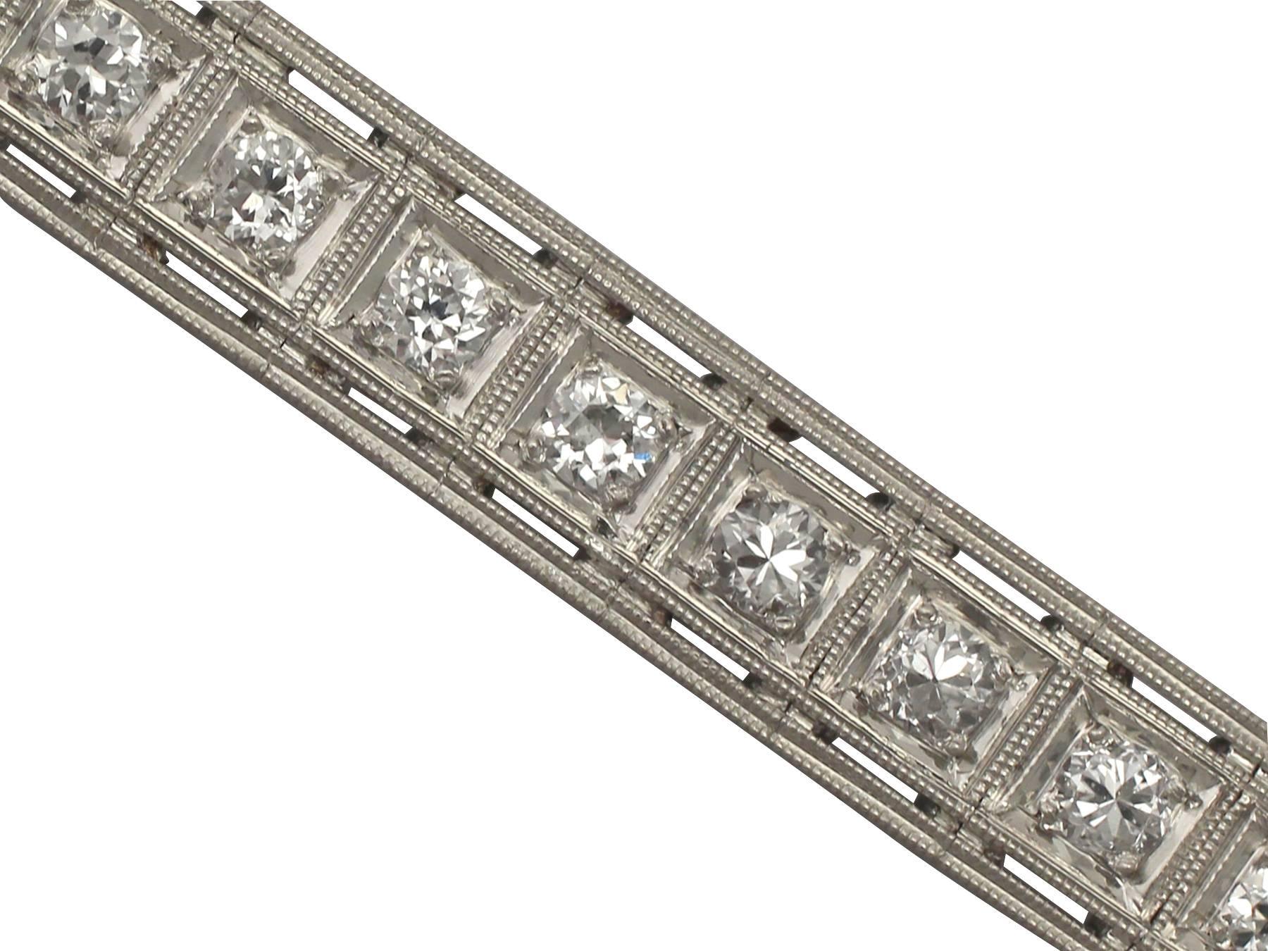 Women's 4.54 Ct Diamond and 0.25 Ct Sapphire, Platinum Bracelet - Art Deco 