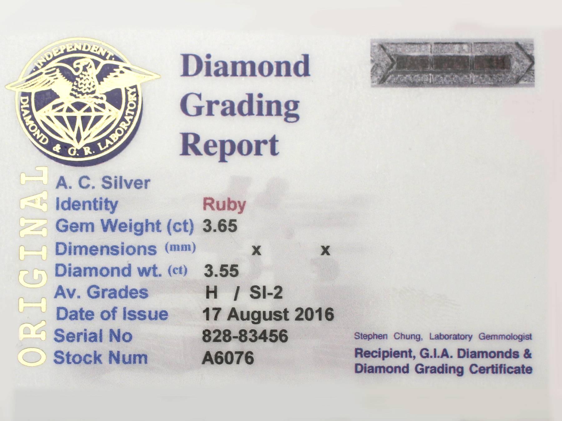 3.65 Ct Ruby and 3.55 Ct Diamond, 18 k White Gold Bracelet - Austrian  2