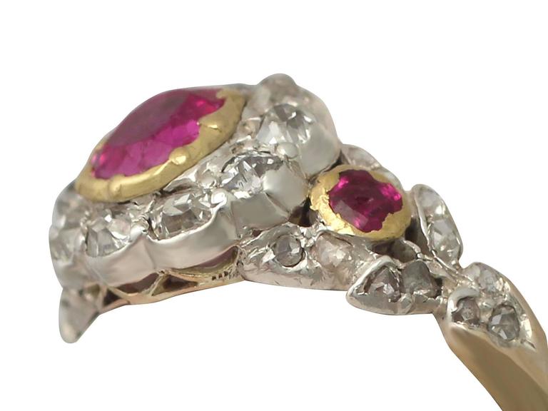 1890s Antique Victorian Synthetic Ruby and Diamond Yellow gold Cocktail