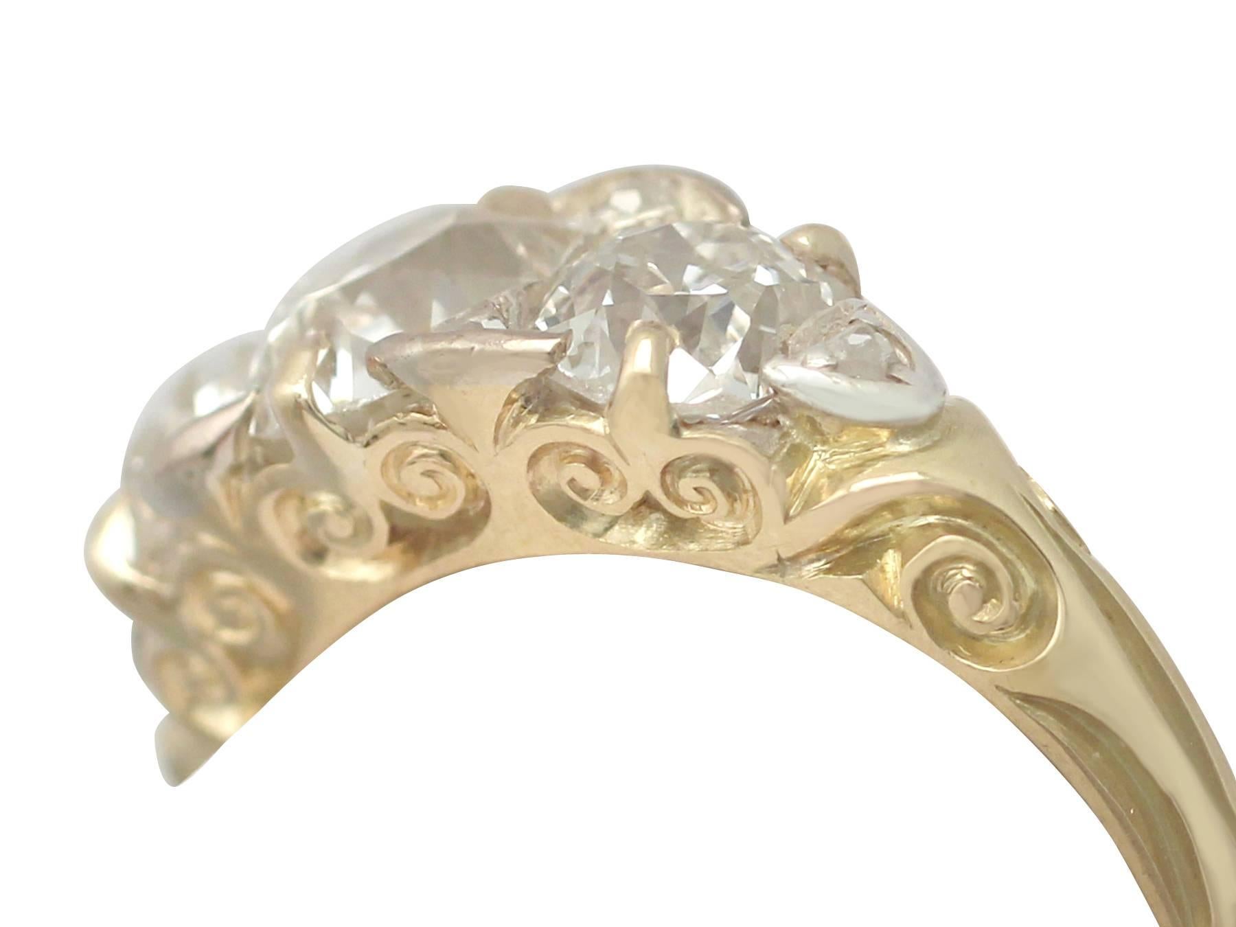 2.62 Ct Diamond and 18 k Yellow Gold Dress Ring - Antique Victorian In Excellent Condition In Jesmond, Newcastle Upon Tyne