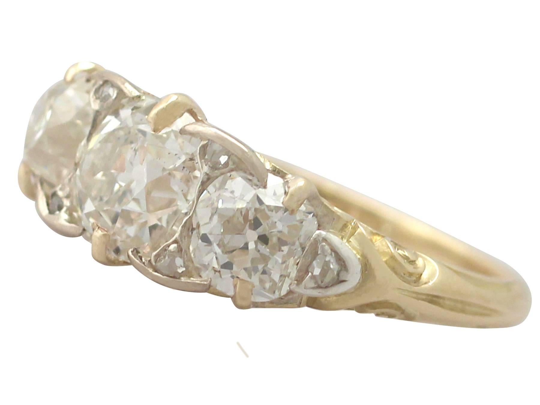 Women's 2.62 Ct Diamond and 18 k Yellow Gold Dress Ring - Antique Victorian