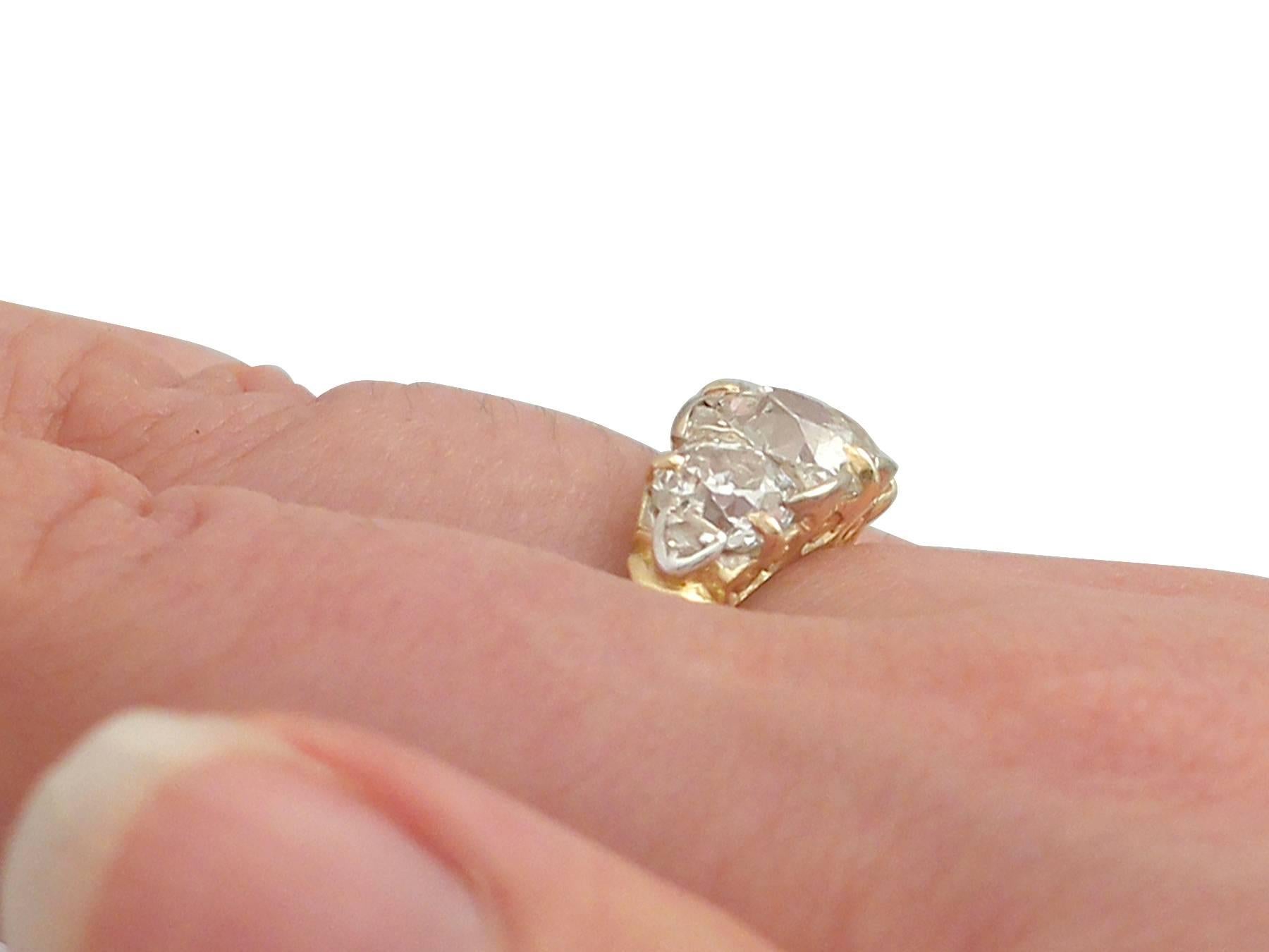 2.62 Ct Diamond and 18 k Yellow Gold Dress Ring - Antique Victorian 4