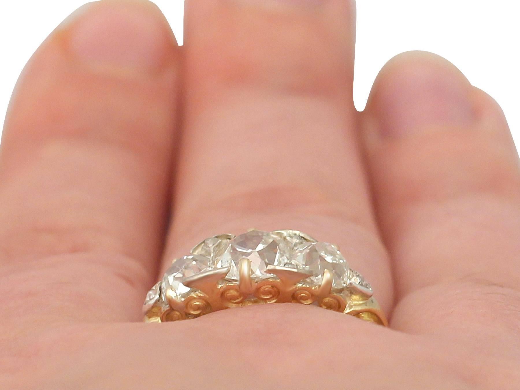2.62 Ct Diamond and 18 k Yellow Gold Dress Ring - Antique Victorian 5