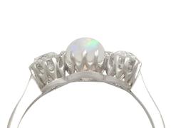 1900s Antique Opal and Diamond White Gold Trilogy Ring
