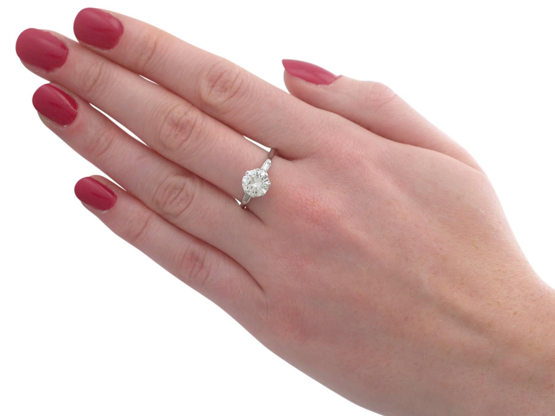 1950s 1.92 Carat Diamond and White Gold Solitaire Ring 2