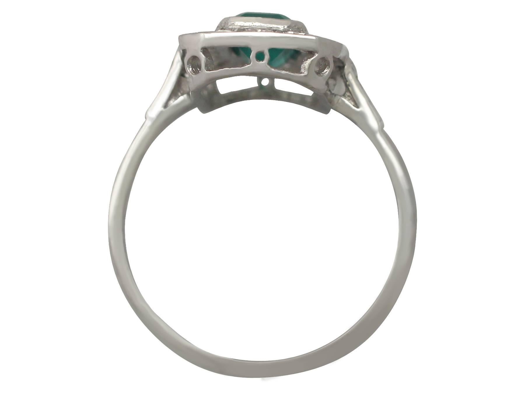 1940s Emerald and Diamond White Gold Cocktail Ring  1