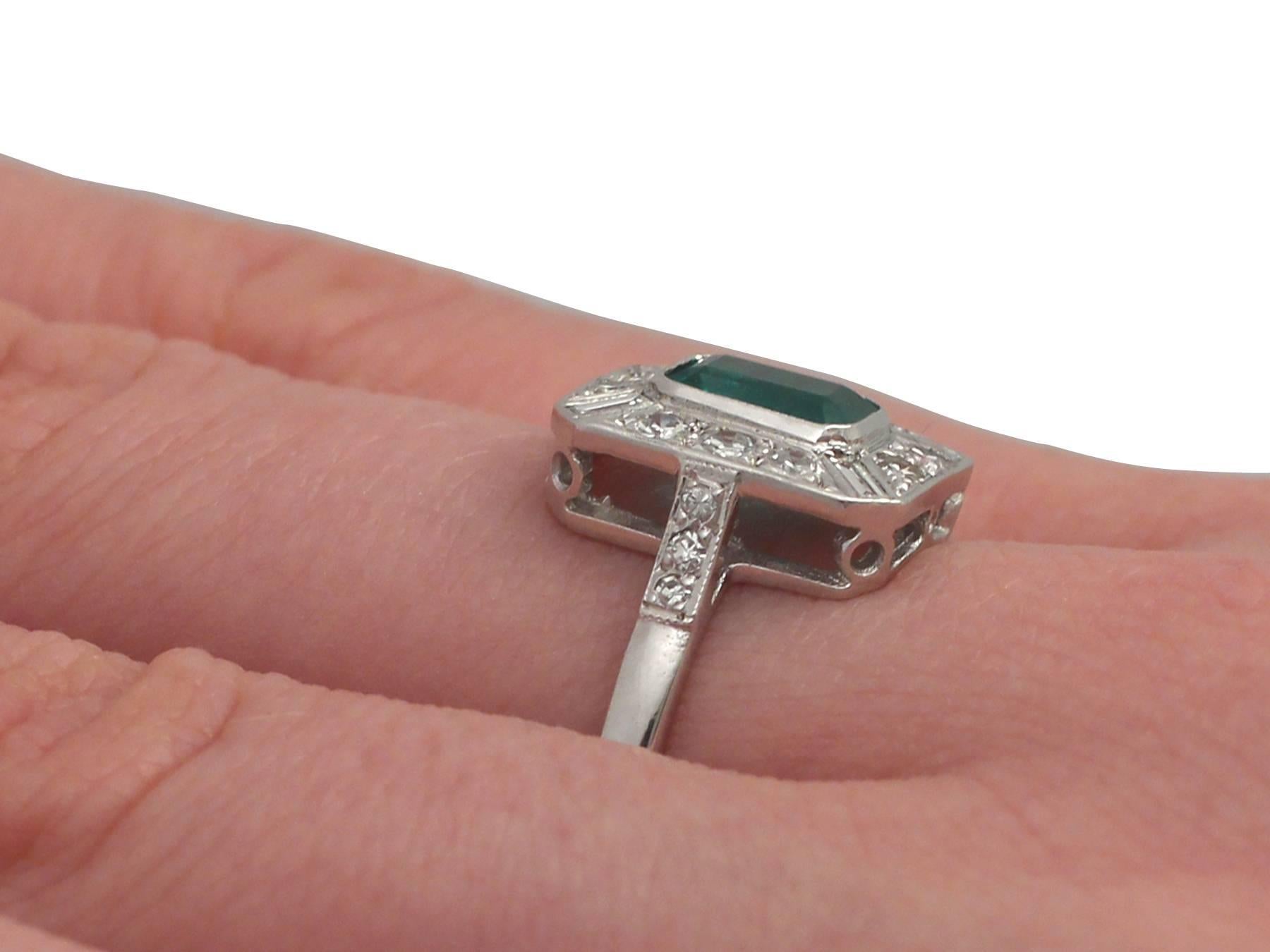 1940s Emerald and Diamond White Gold Cocktail Ring  4