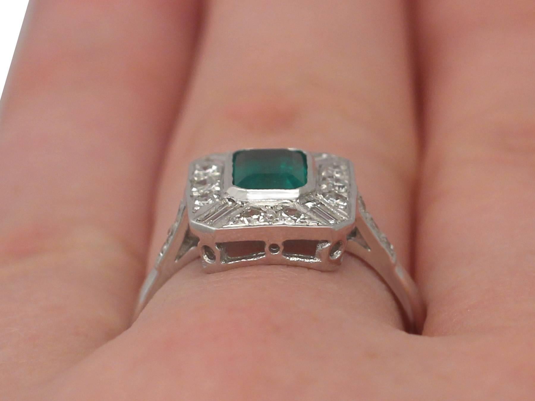 1940s Emerald and Diamond White Gold Cocktail Ring  5