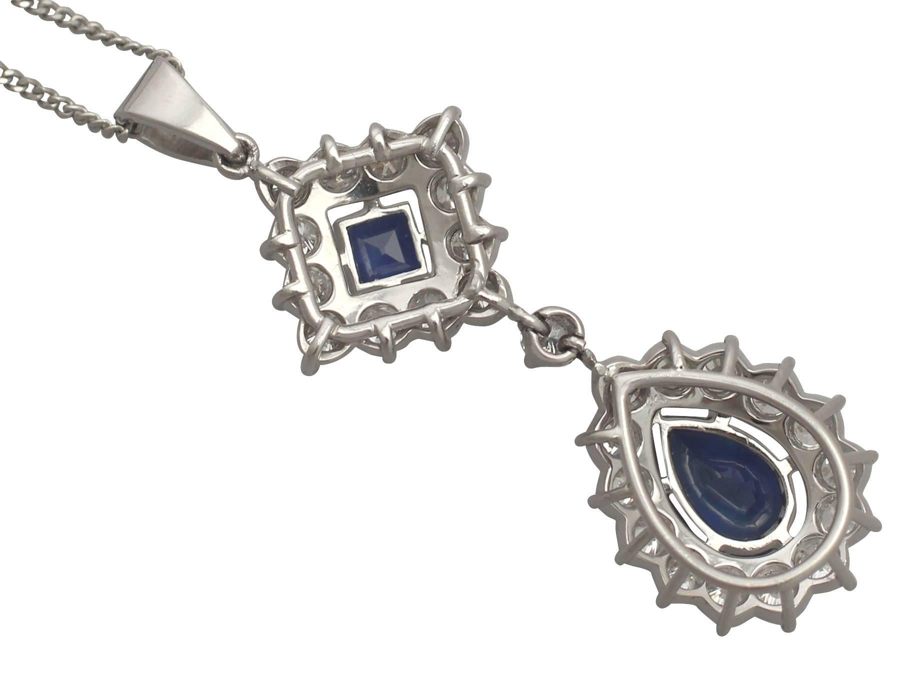 Vintage 2.02 Carat Sapphire and 1.43 Carat Diamond, Platinum Pendant -  1980s 1