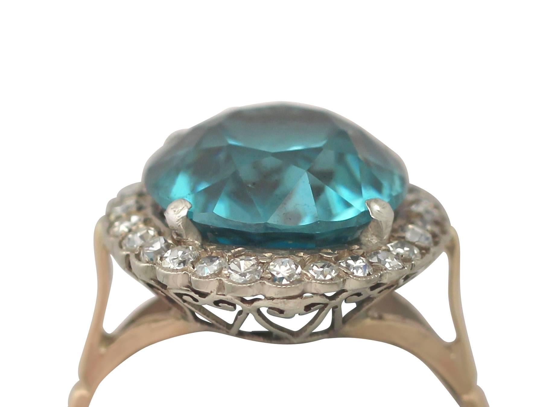 A stunning 17.39 carat high zircon and 0.76 carat diamond, 18 carat yellow gold and 18 carat white gold set cocktail ring; part of our diverse antique jewellery collections.

This stunning, fine and impressive antique zircon ring has been crafted in
