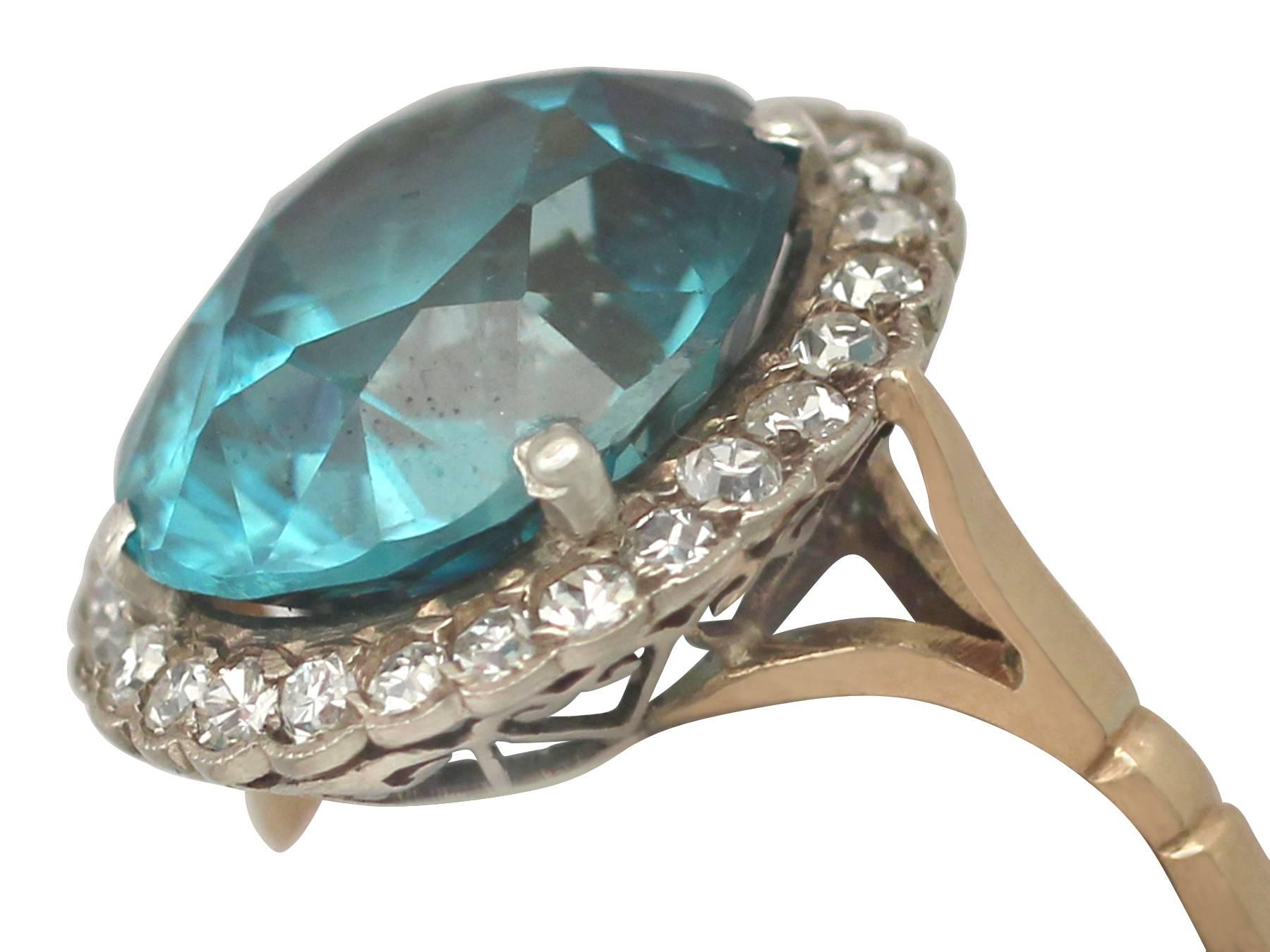 Antique 17.39 Carat Zircon Diamond Gold Ring In Excellent Condition In Jesmond, Newcastle Upon Tyne