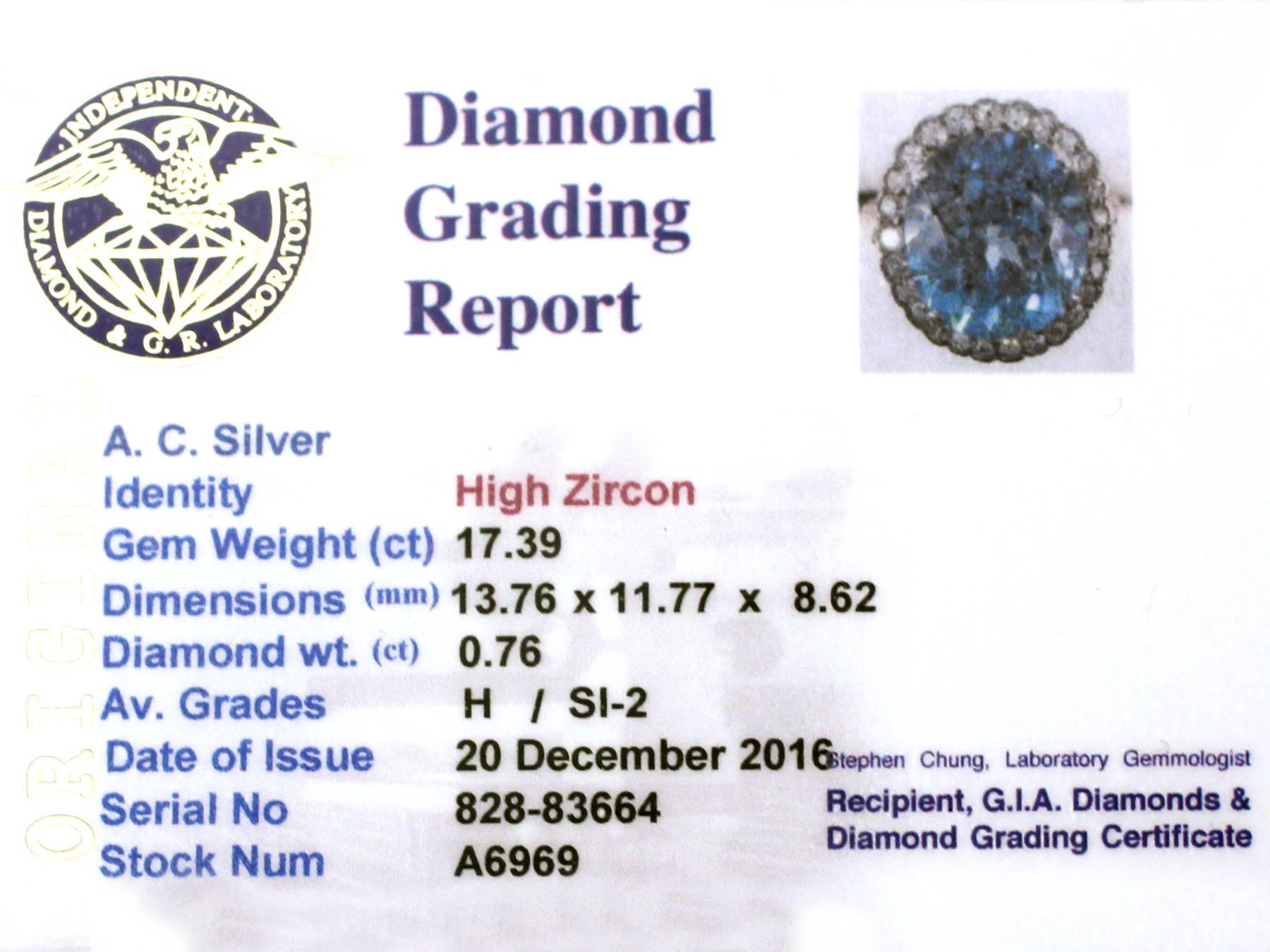 Antique 17.39 Carat Zircon Diamond Gold Ring 2