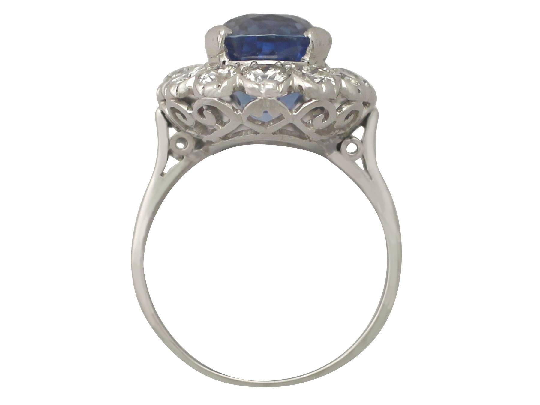 1940s 9.53 Carat Ceylon Sapphire and 2.58 Carat Diamond White Gold Cocktail Ring 2