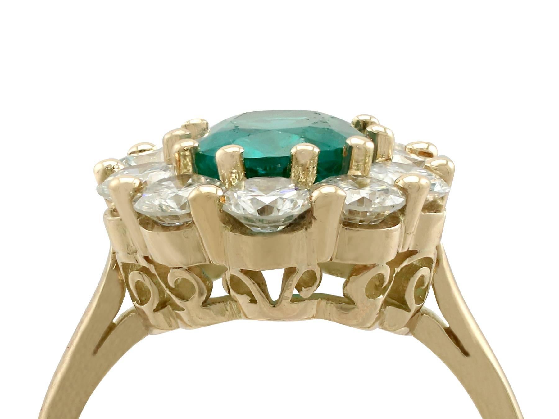 A stunning 2.05 carat emerald and 1.45 carat diamond, 18 carat yellow gold dress ring; part of our diverse jewellery collections

This stunning, fine and impressive emerald and diamond cluster ring has been crafted in 18 ct yellow gold.

The pierced