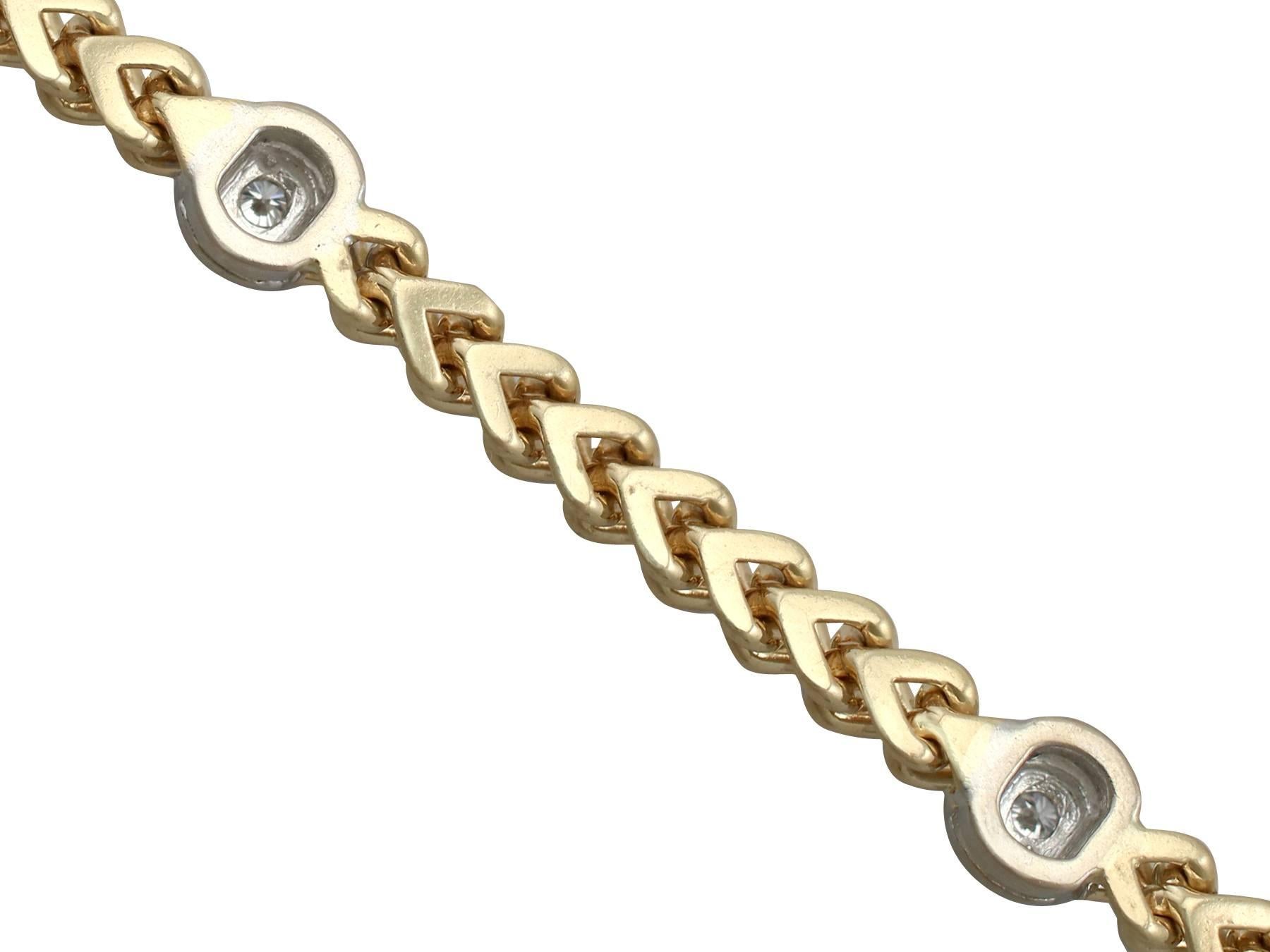 Women's or Men's 1980s Vintage Diamond and Yellow Gold Bracelet