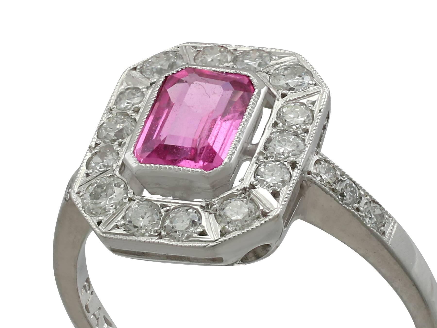 Round Cut Contemporary 1.11 Carat Pink Sapphire Diamond Platinum Cocktail Ring