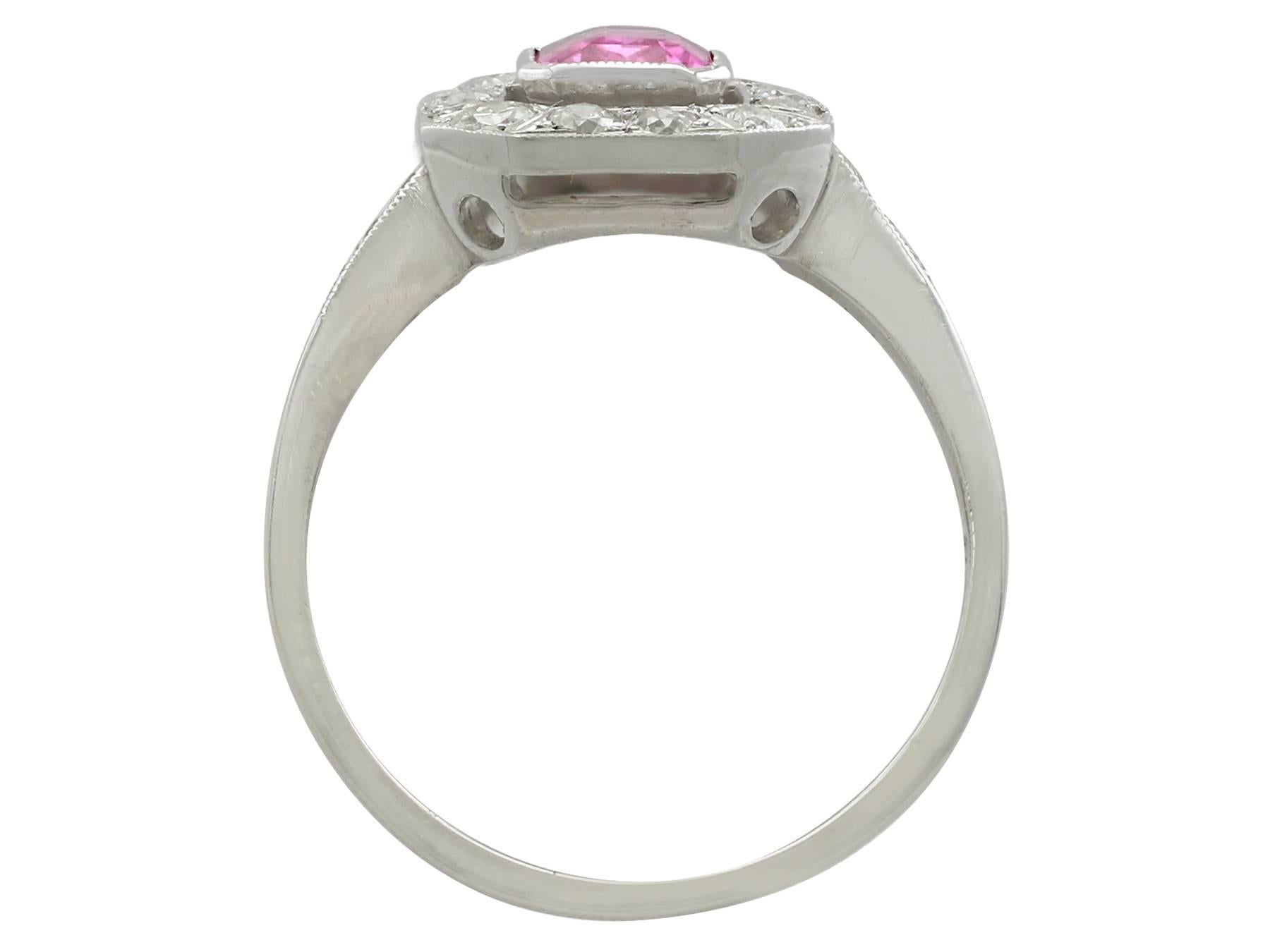 Women's Contemporary 1.11 Carat Pink Sapphire Diamond Platinum Cocktail Ring