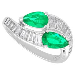 Colombian Emerald and 1.20ct Diamond Twist Ring - Antique