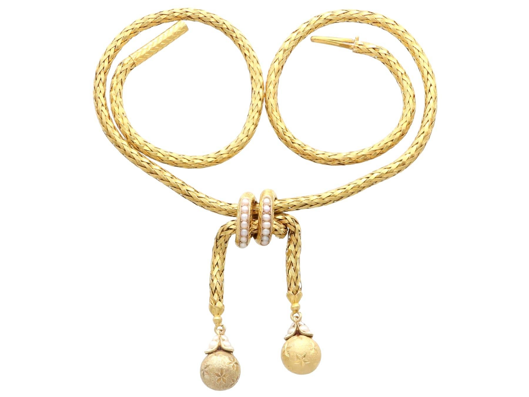 da uomo o donna Collana intrecciata in oro giallo 18 carati e perle di seme in stile Art Nouveau Circa 1920 in vendita