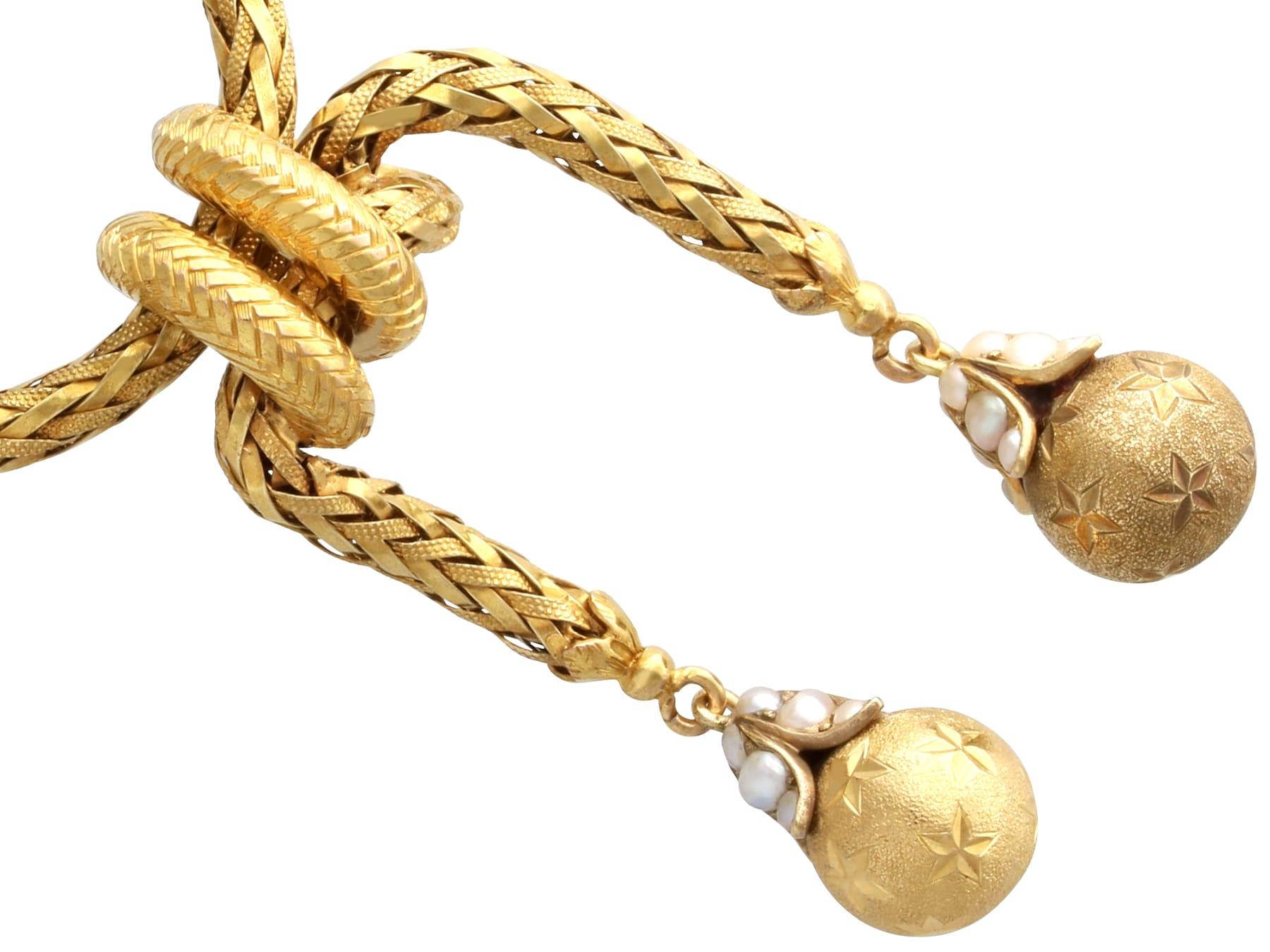 Collana intrecciata in oro giallo 18 carati e perle di seme in stile Art Nouveau Circa 1920 in vendita 3