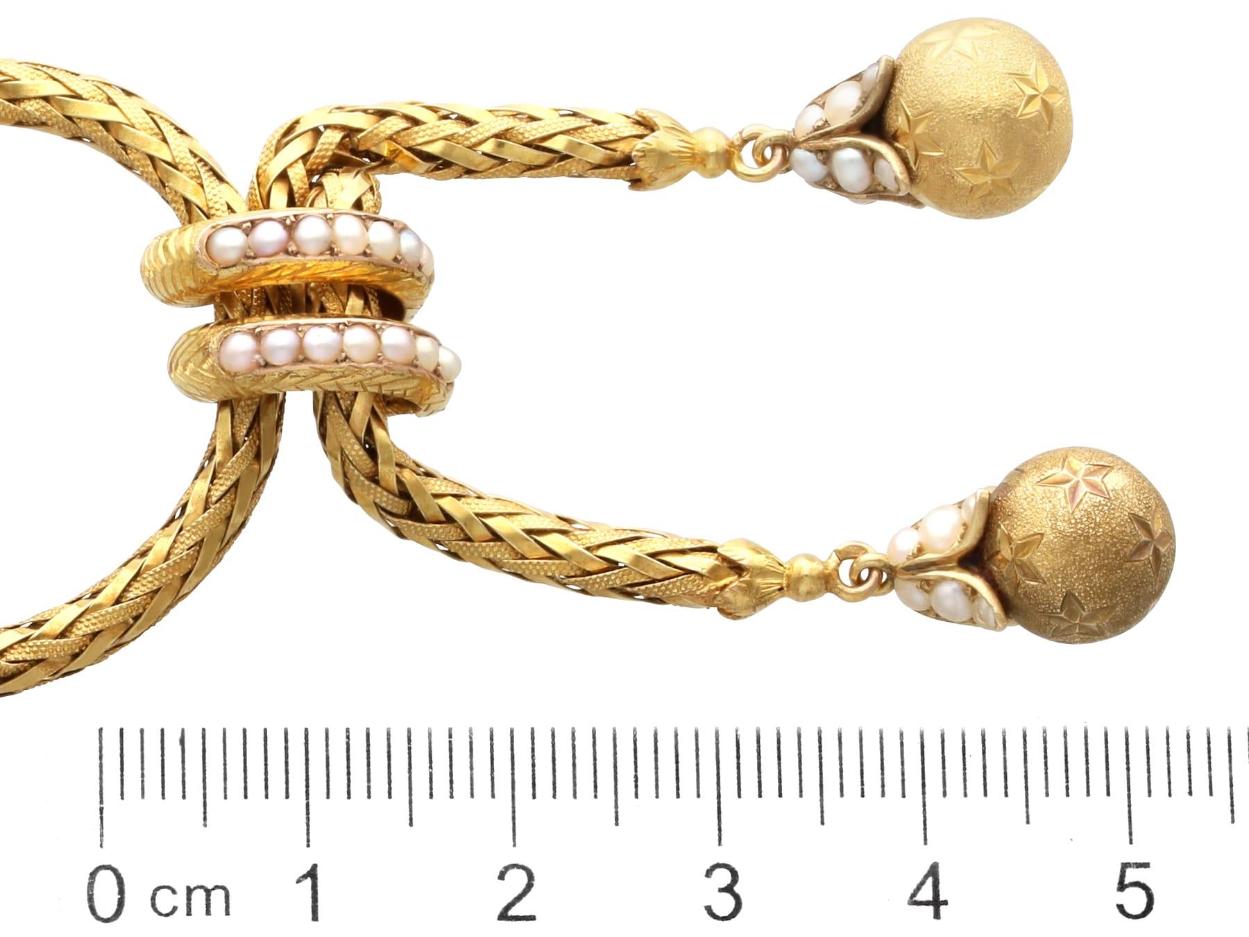 Collana intrecciata in oro giallo 18 carati e perle di seme in stile Art Nouveau Circa 1920 in vendita 4