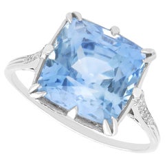 Madagascan Sapphire and Diamond Ring in Platinum - Antique