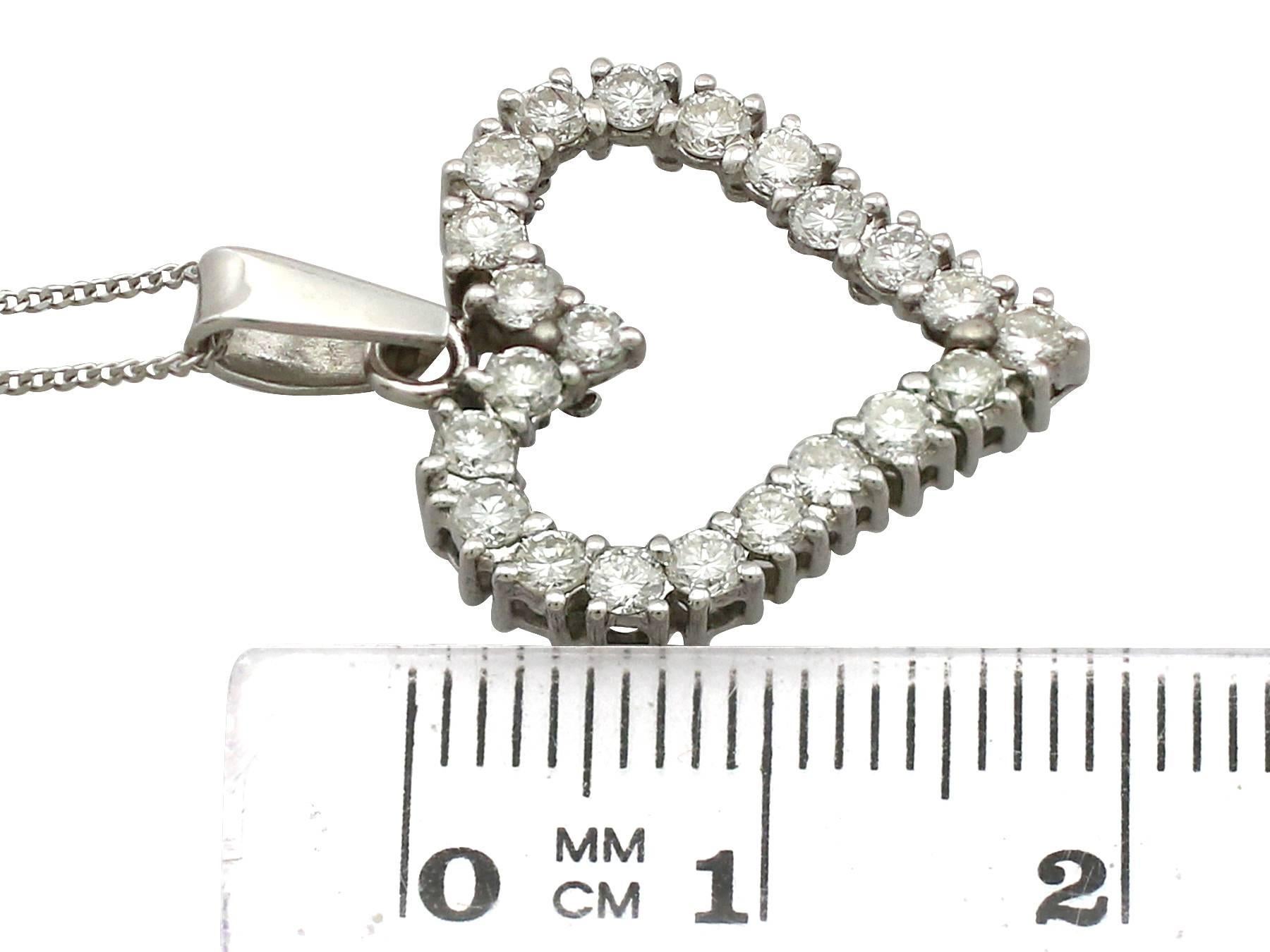 1960s 1.05 Carat Diamond and White Gold Heart Pendant 2