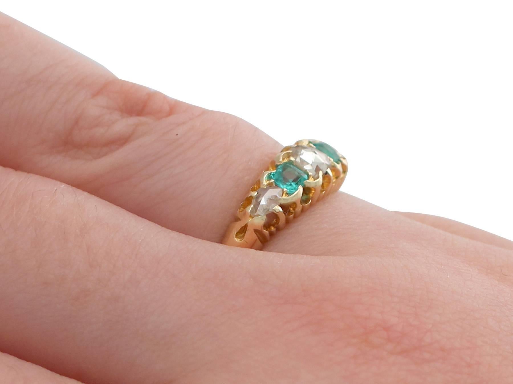 1890s Antique Victorian Diamond and Emerald Yellow Gold Ring 3