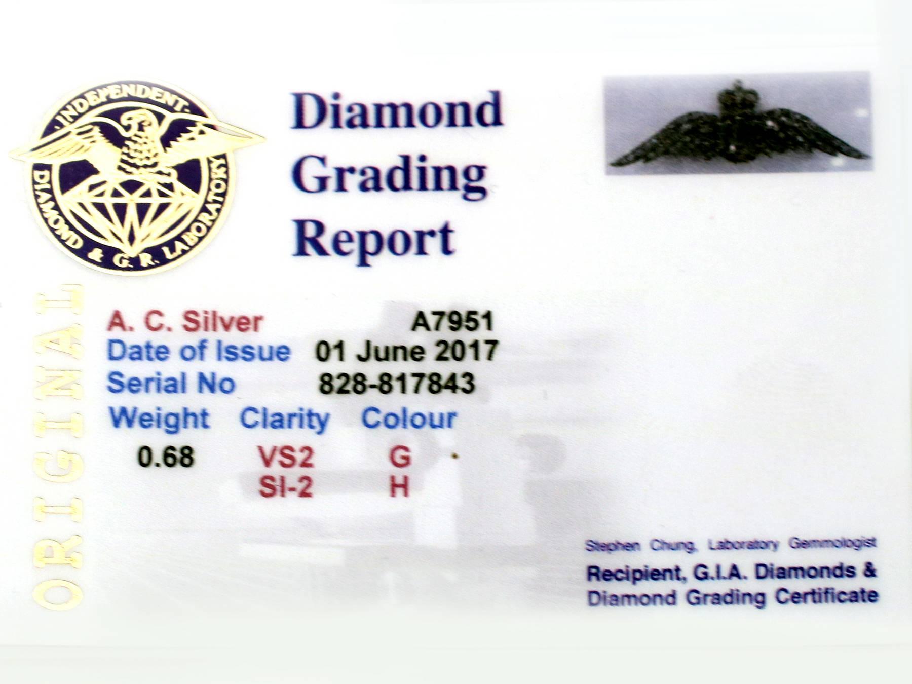 1970s Diamond Enamel Gold RAF Sweetheart Brooch 1