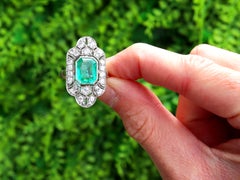2.50 Carat Colombian Emerald 1.12 Carat Diamond Platinum Dress Ring Circa 1925
