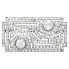 Antique Art Deco 5.54 Carat Diamond and Platinum Brooch Circa 1930