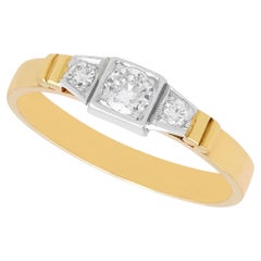 Vintage 0.43 Carat Diamond and 18k Yellow Gold Trilogy Ring Circa 1950