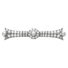 Antique 6.09 Carat Diamond and 10k Yellow Gold Bar Brooch Circa 1900