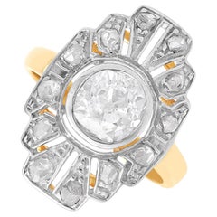 Antique Art Deco 1.46 Carat Diamond and 14k Yellow Gold Dress Ring Circa 1930